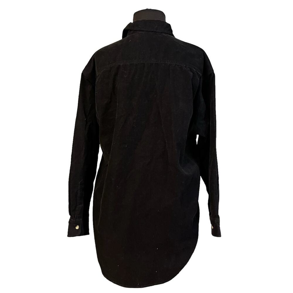90s Vtg Black Corduroy Christmas Embroidered Reindeer Rein Dancing Blouse S/M - Picture 5 of 6